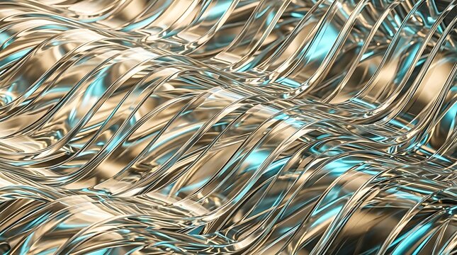 Golden metallic abstract background with shimmering turquoise accents