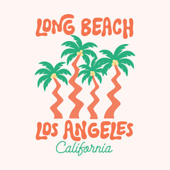 Obraz premium california los angeles palm tree for t-shirt, surf and surfing in Los Angeles. Vintage design. Typography, t-shirt graphics Los angeles city. Summer vibes artwork. Summer tropical women's, girls 