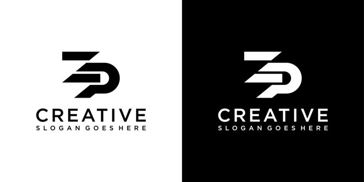 ZP or PZ initial letter logo design vector