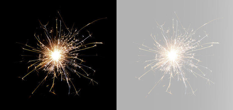 Festive sparkler with brilliant fireworks sparks glowing golden explosion holiday celebration overlay effect