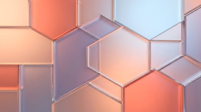 Abstract geometric honeycomb pattern with metallic and pastel tones