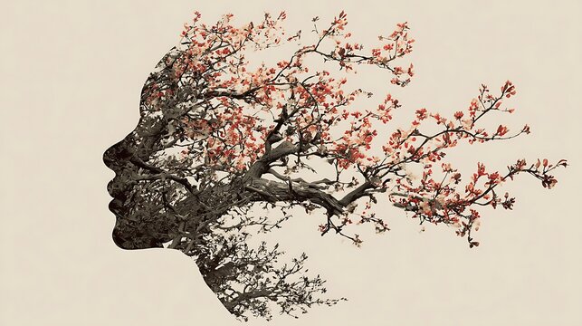Black and red ink splatter tree silhouette