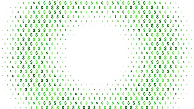 Animated Dollar Sign Pattern Background on White Seamless Loop