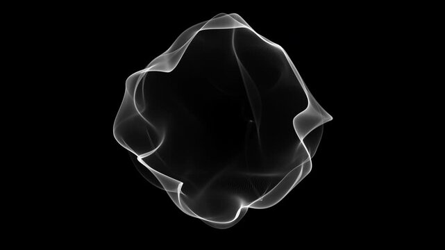 Abstract White Liquid Sphere Rotating on Black Background