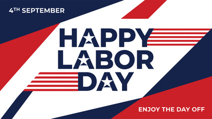 Labor Day greeting with patriotic stars and stripes in red and blue © Prosun Design