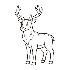 Fototapeta premium Red Deer Black Outline Coloring Page for Kids