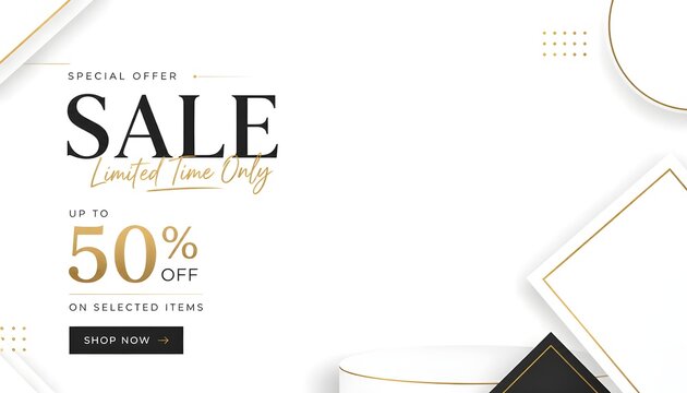 Minimal White Sale Background with Modern Discount Elements