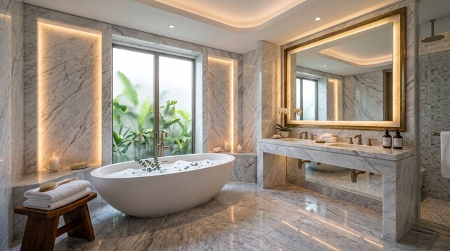 Marble bathroom spa soaking tub