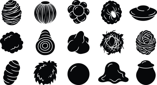 black and white illustrations of various spooky objects for halloween designs