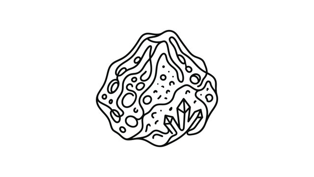Hand Drawn Asteroid with Crystals