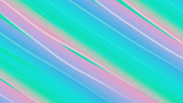 Diagonal pastel stripes graphic pattern design in pink, blue, green, and cyan, suitable for backgrounds, stationery, textiles, and packaging.