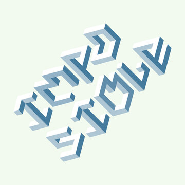 Isometric typography of word impossible using geometric optical illusion shapes on plain background