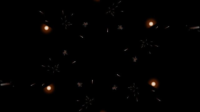 Fireworks night sky with colorful displays perfect for holiday celebrations, festivals, new years eve, and special events.