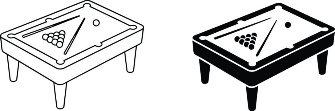 Pool table game set with cue vector illustration