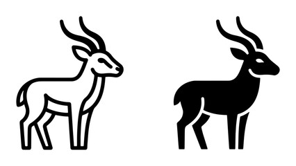 Fototapeta premium Elegant Gazelle Icons, Wildlife Silhouette Vector Set, Graceful Antelope Symbol Collection, African Animal Graphic Elements