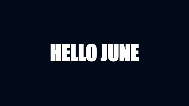 Animated Hello June Text Greeting with Creative Glitch Distortion and Bold Kinetic Typography Motion Graphics