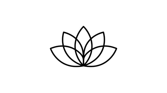 Symmetrical blooming lotus flower line icon