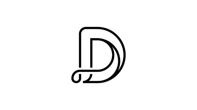 Stylized cursive letter D monogram logo design.