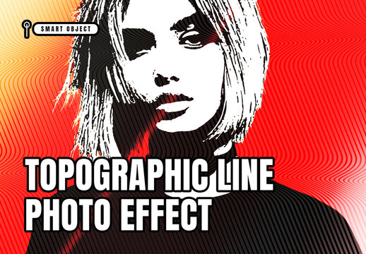 Topographic Line Photo Effect Template with Optical Wave Distortion