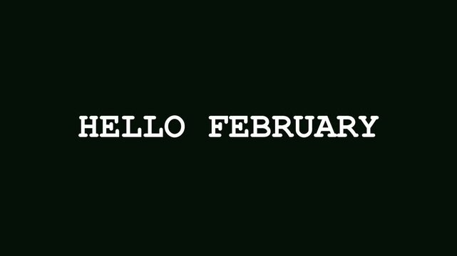 Hello February Glitch Text Animation with Colorful Distortion Effects on Multiple Background Colors