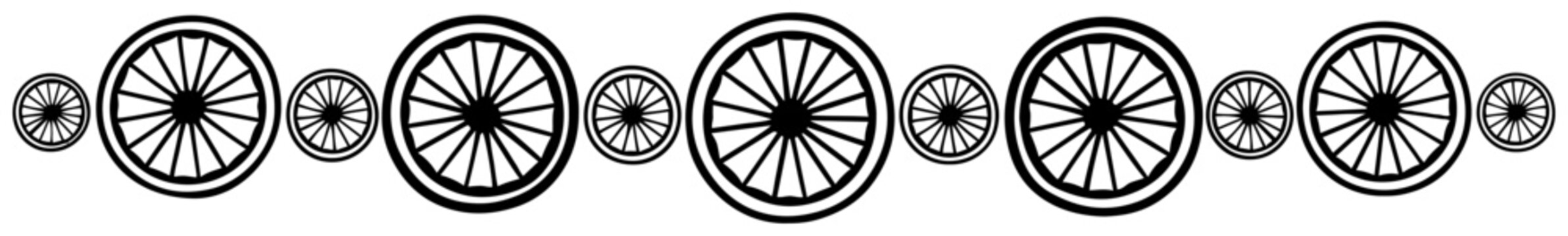 Ashoka chakra wheel border pattern in traditional indian monochrome style