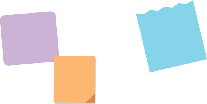 Colorful adhesive sticky notes for reminders and planning isolated on a clean transparent background