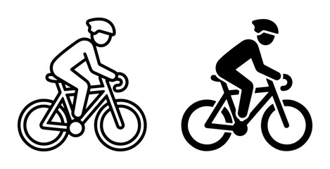 Obraz premium Cyclist Icons, Bicycle Rider Silhouette, Sport and Fitness Vector Graphics, Cycling Activity Symbols, Two Tone Design