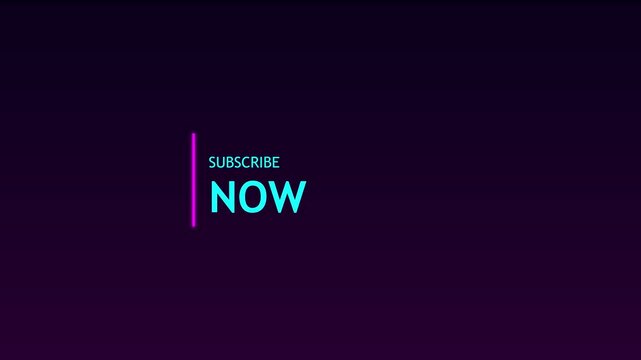 Modern Animated Subscribe Now Text Overlay for Content Creators with Pink Neon Line and Dark Background