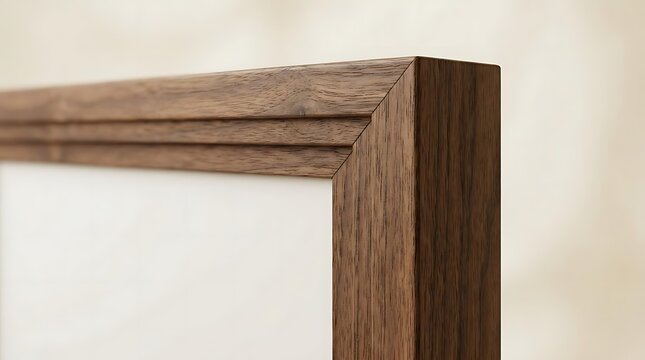 A close-up view of an elegant 16 x 20 frame featuring rich dark walnut wood grain texture and precise mitered corners for luxury interior decor design
