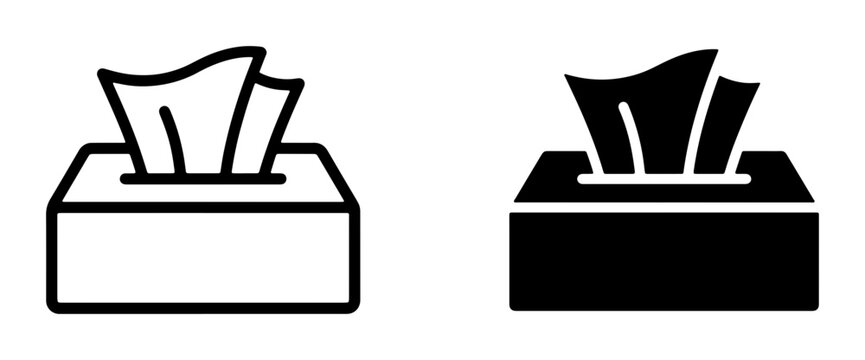 Tissue Box Icons, Facial Tissues, Paper Napkin Dispenser, Hygiene and Comfort Symbols, Vector Graphics for Healthcare and Home