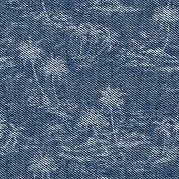 seamless denim palm tree  pattern on textures background