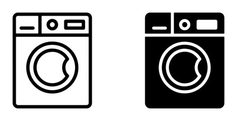 Washing Machine Icons, Laundry Appliance Vector Graphics, Modern Household Equipment Symbols, Clean Clothes Technology