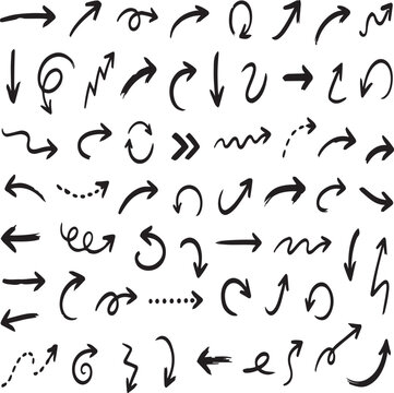 Set of hand drawn black arrows for design and business presentation