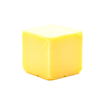 Butter cube yellow dairy ingredient baking as clean cutout