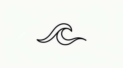 Simple, minimalist, hand-drawn ocean wave line art icon isolated on a white background © Hosneara akter