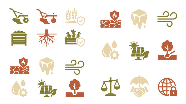 Climate Resilient Agriculture Icons Set