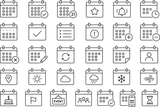 Set of hand drawn calendar icons for business planning