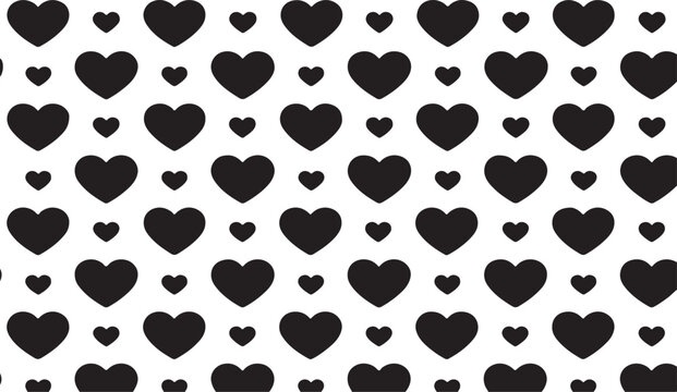 Black heart shapes pattern on a simple background