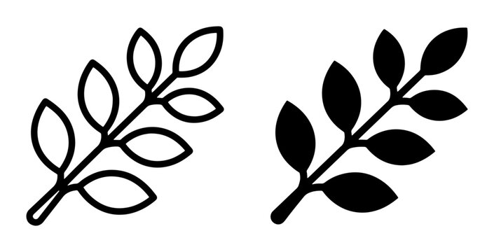 Minimalist Laurel Branch Icons, Simple Olive Leaf Vector Graphics, Elegant Botanical Elements for Design Projects