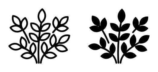 Fototapeta premium Minimalist Plant Icons, Botanical Vector Graphics, Leafy Branch Silhouettes, Organic Design Elements, Nature Motifs