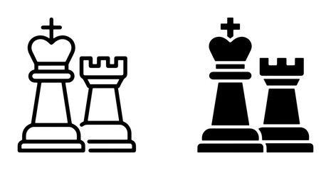 Chess King and Rook Icons, Strategy Game Pieces, Strategy Board Game Elements, Strategic Thinking and Planning Vector Graphics © Sirajul