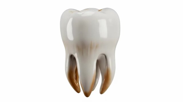 A detailed 3d render of a human molar tooth isolated against a white background