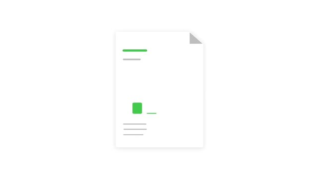Document File Animation with Minimal Report Icon on White Background | Digital Paper Motion Graphic