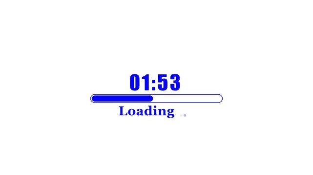 Progressive loading bar animation with elapsed time counter smooth digital wait indicator progress bar animation