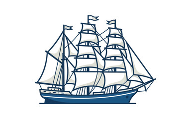 Sailing Ship Outline Vector Illustration © adina