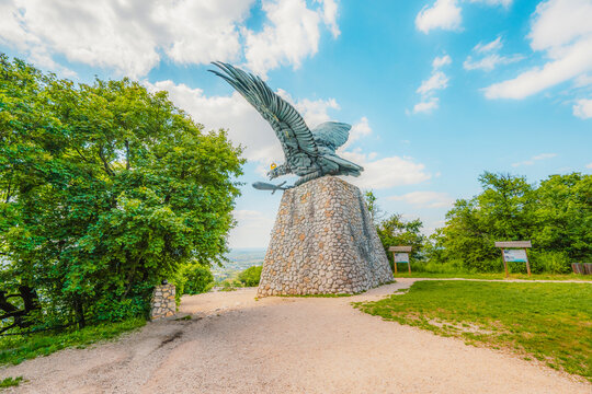 Turul Monument in Tatabanya, Hungary near Szelim-barlang cave