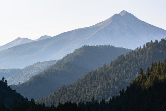 Hazy view of Mount Sopris in Colorado