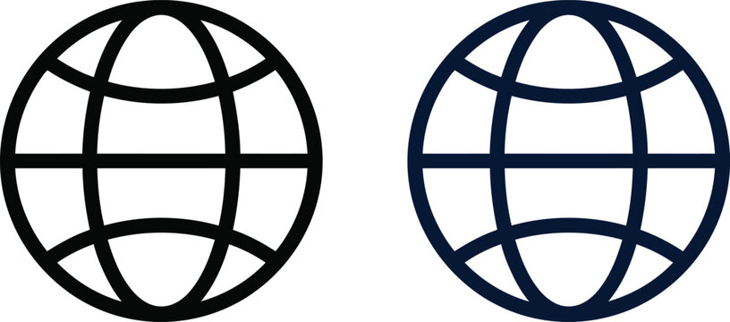 globe outline internet web world earth graphic element silhouette vector icon isolated on white background
