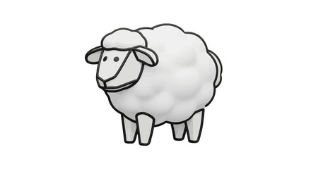 Cute fluffy white sheep standing on a plain background © Lek
