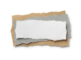 Fototapeta premium Layered Torn Paper Strips on White Background